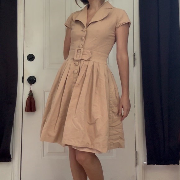 Tan Linen Dress - Picture 8 of 16